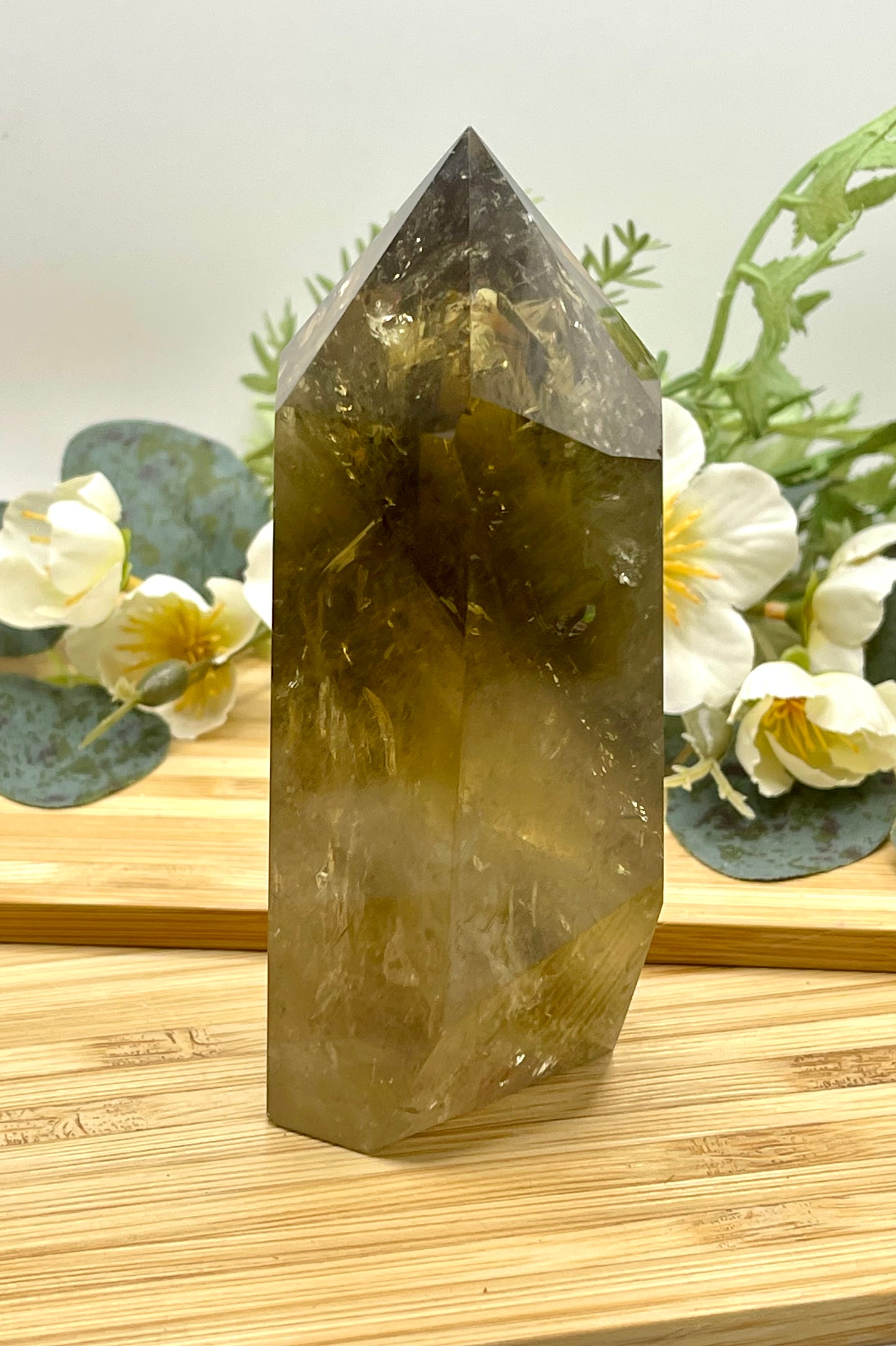 Smokey Quartz Tower with Rainbows