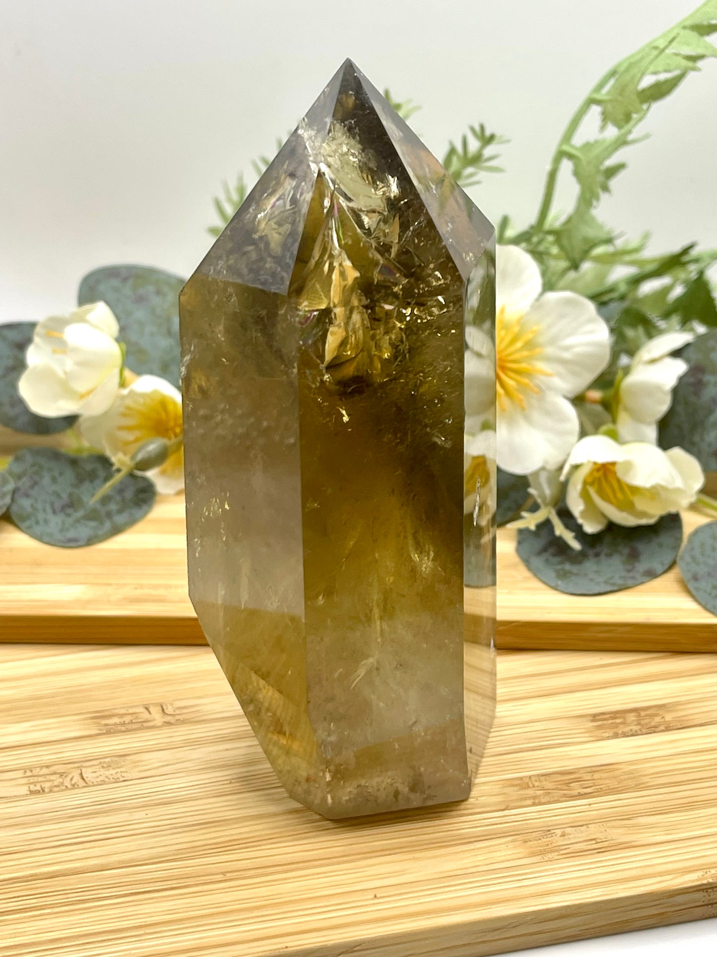 Smokey Quartz Tower with Rainbows