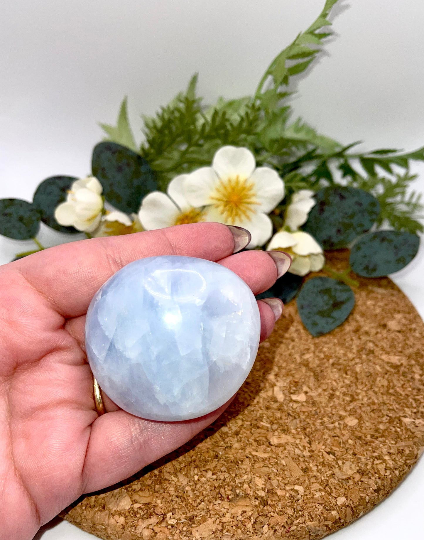 Blue Calcite Palm Stone