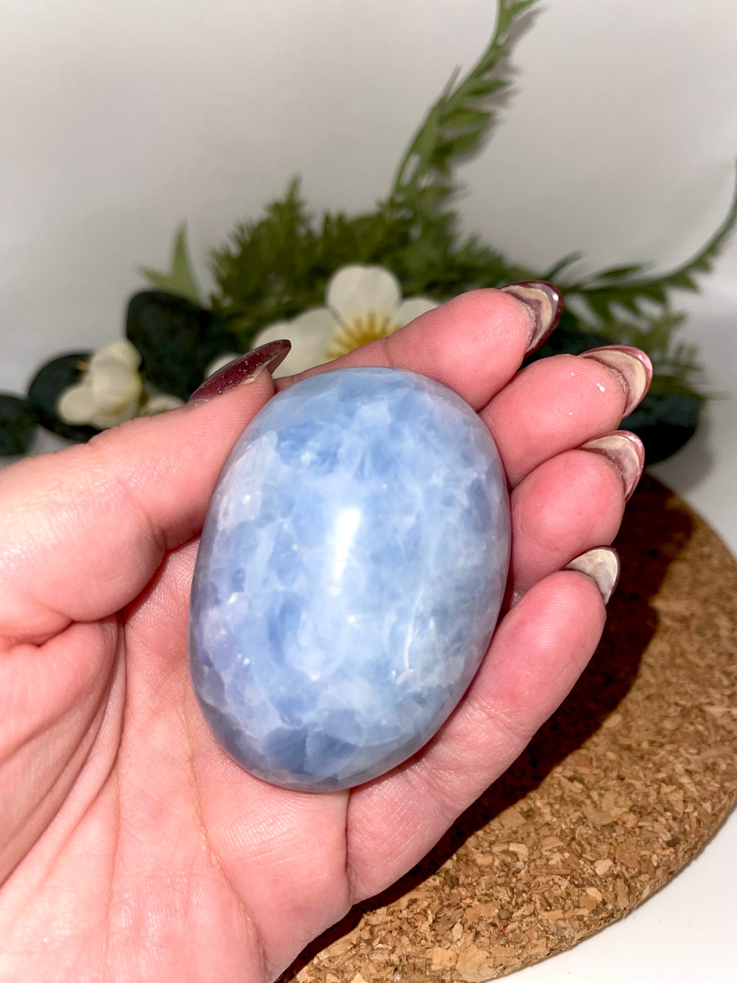 Blue Calcite Palm Stone