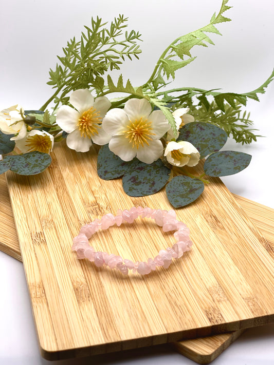 Rose Quartz Chip Bracelet