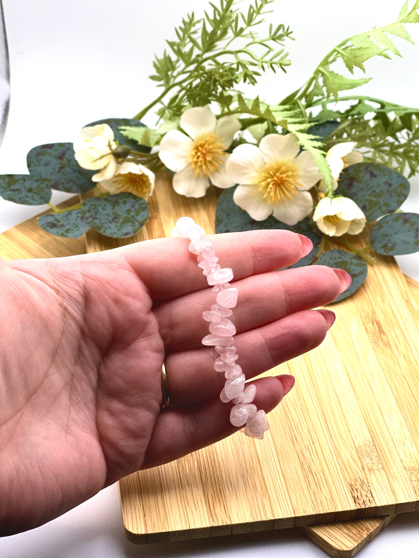 Rose Quartz Chip Bracelet