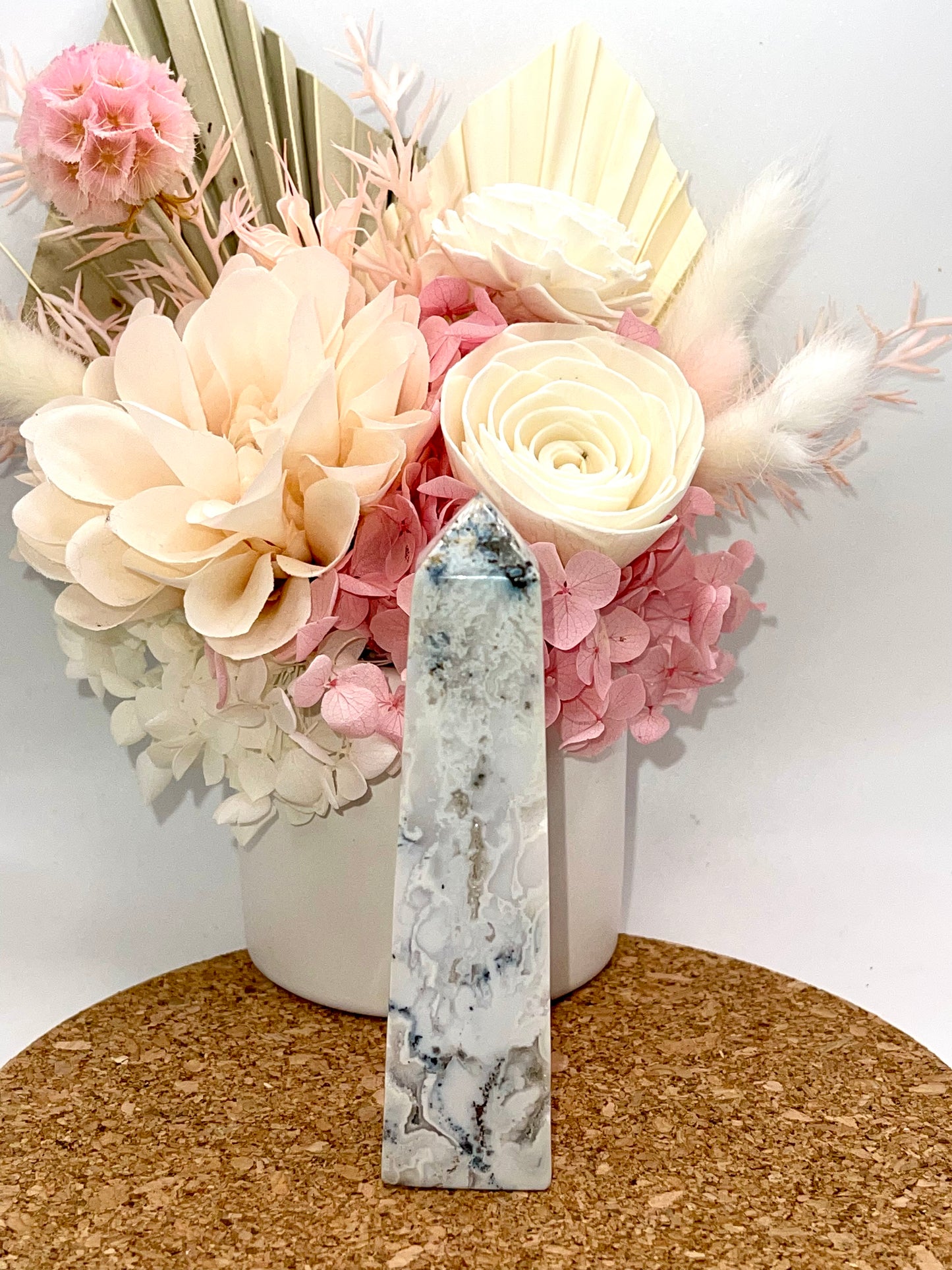 Dendritic Druzy Snow White Agate Tower