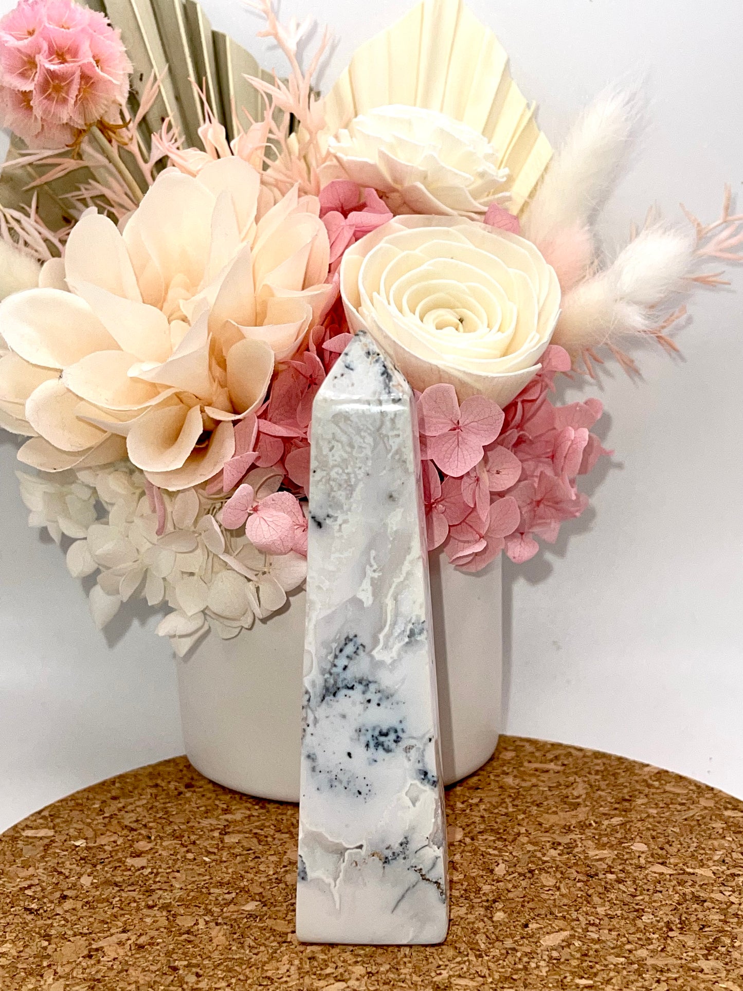 Dendritic Druzy Snow White Agate Tower