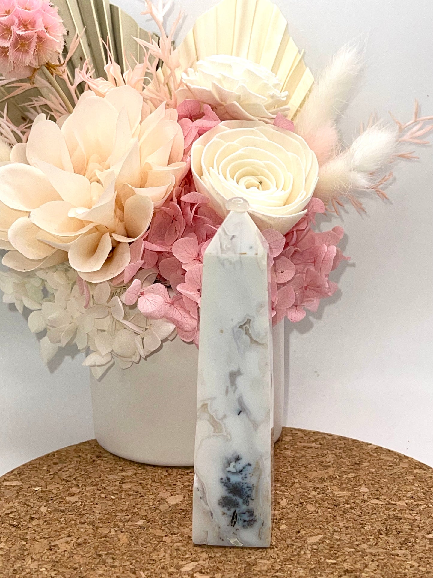 Dendritic Druzy Snow White Agate Tower