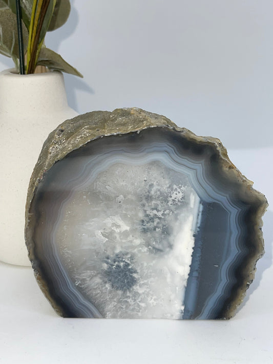 Natural Agate Base Cut Geode Crystal