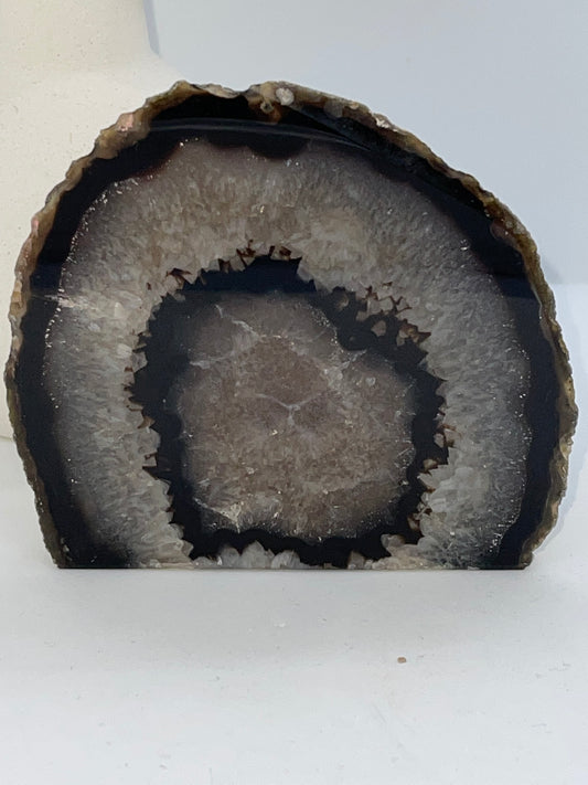 Natural Black Agate Base Cut Geode Crystal