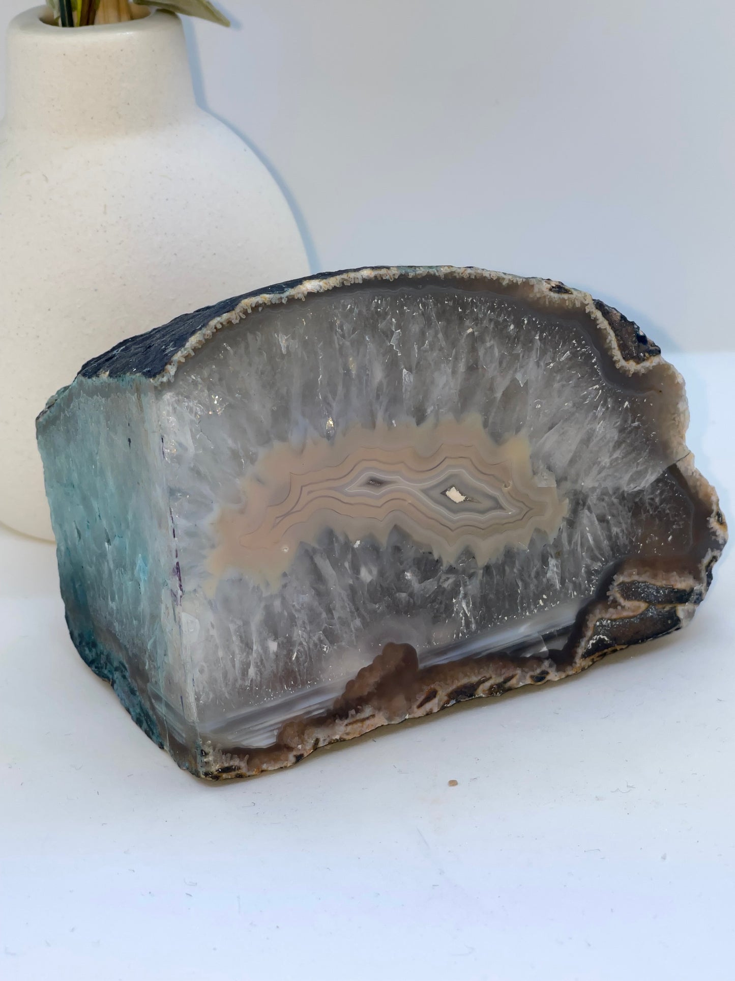 Natural Agate Base Cut Geode Crystal