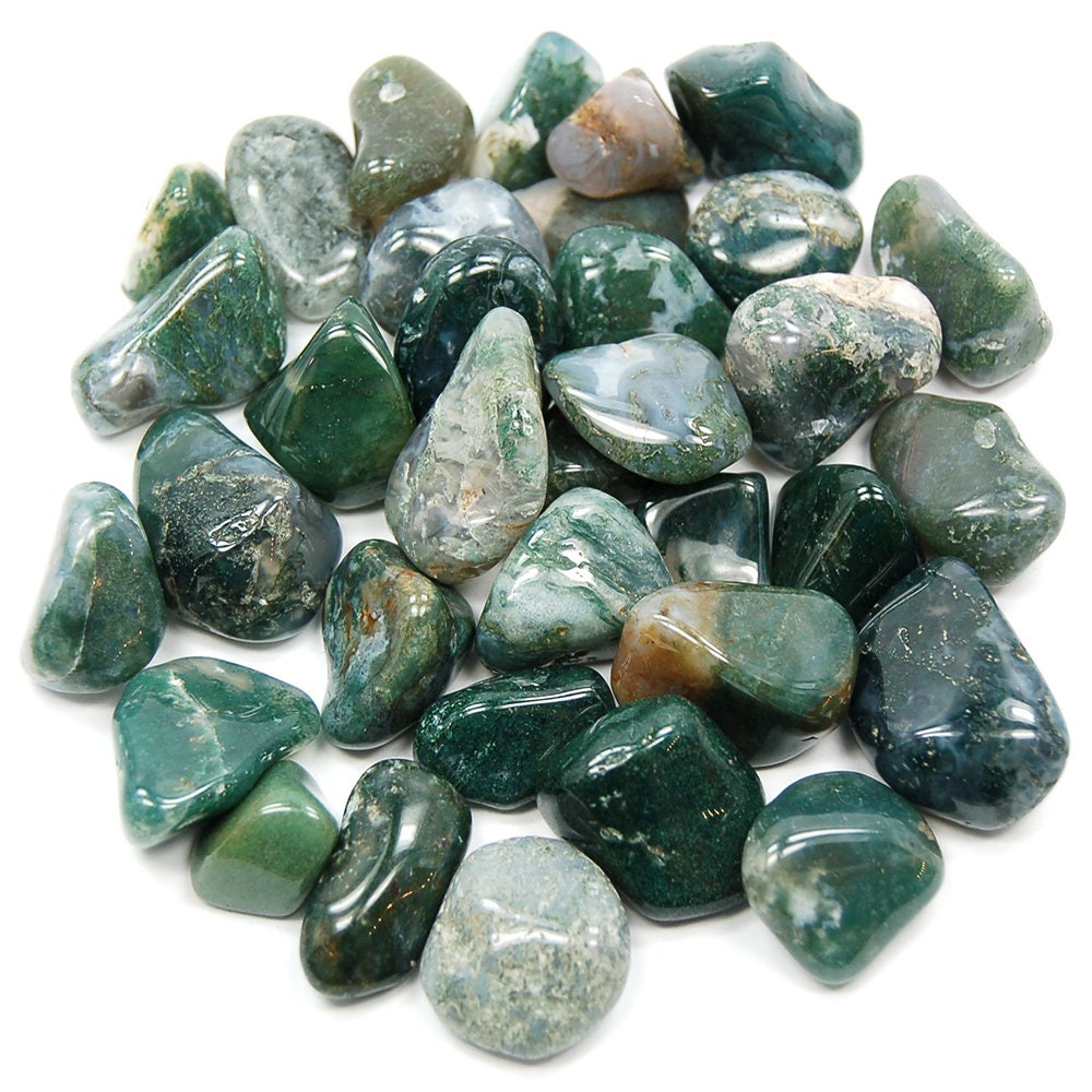 Moss Agate Tumbled Stones