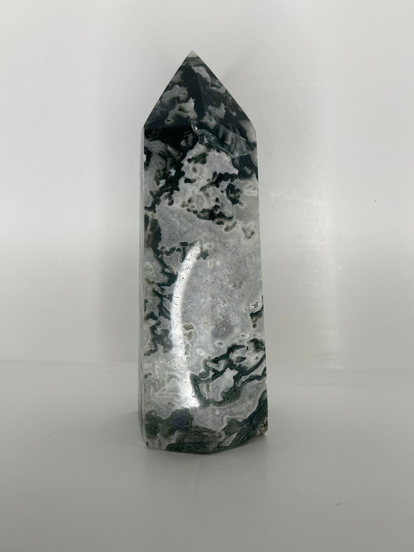 Extra Large Moss Agate Druzy Generator Tower
