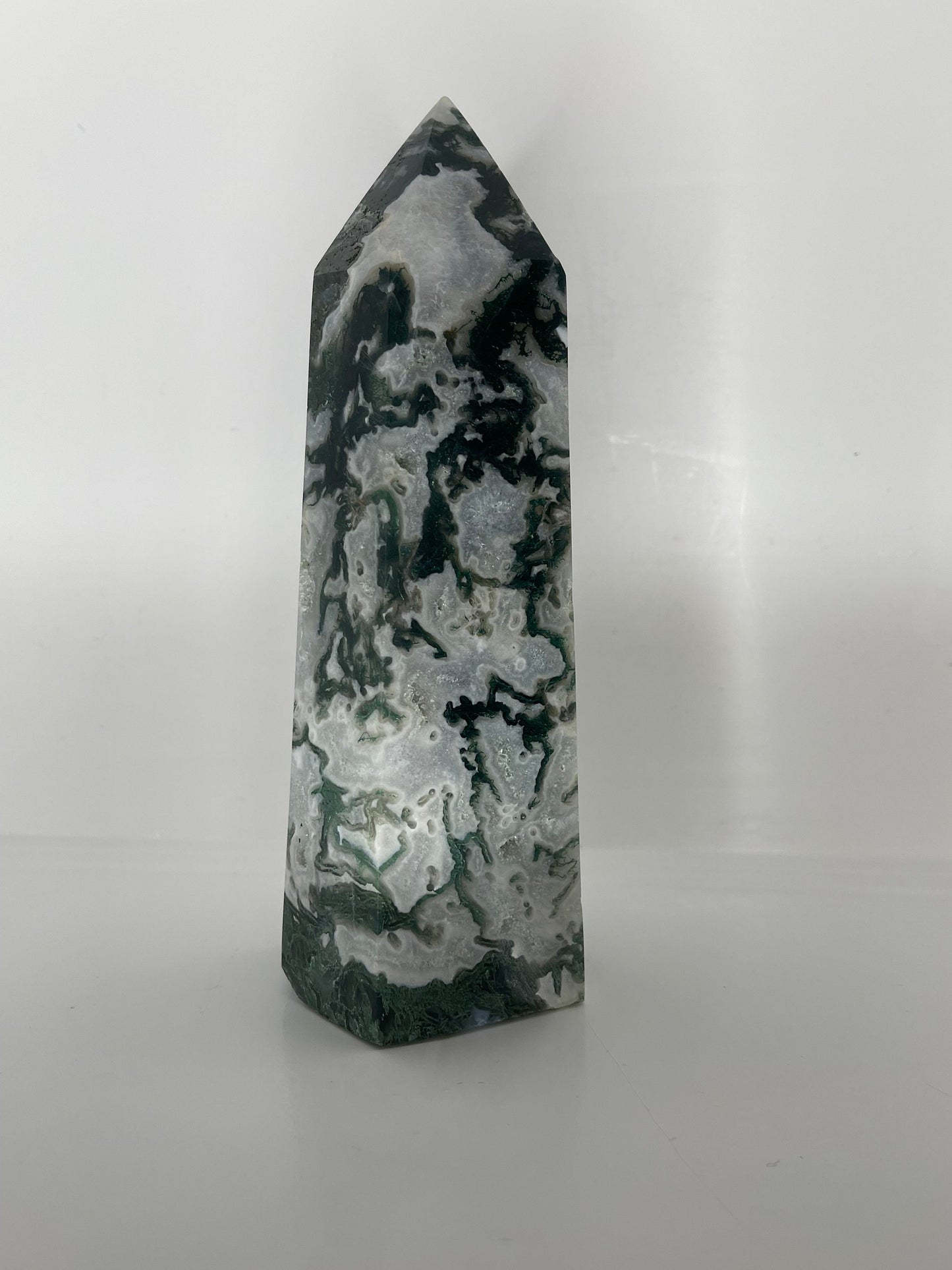 Extra Large Moss Agate Druzy Generator Tower