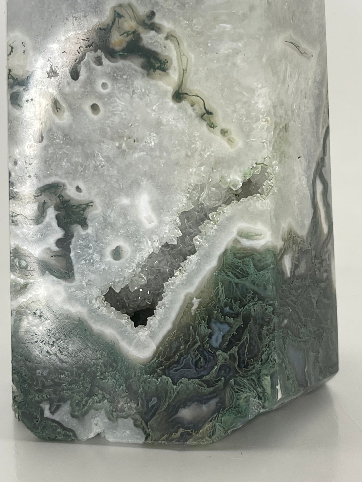 Extra Large Moss Agate Druzy Generator Tower
